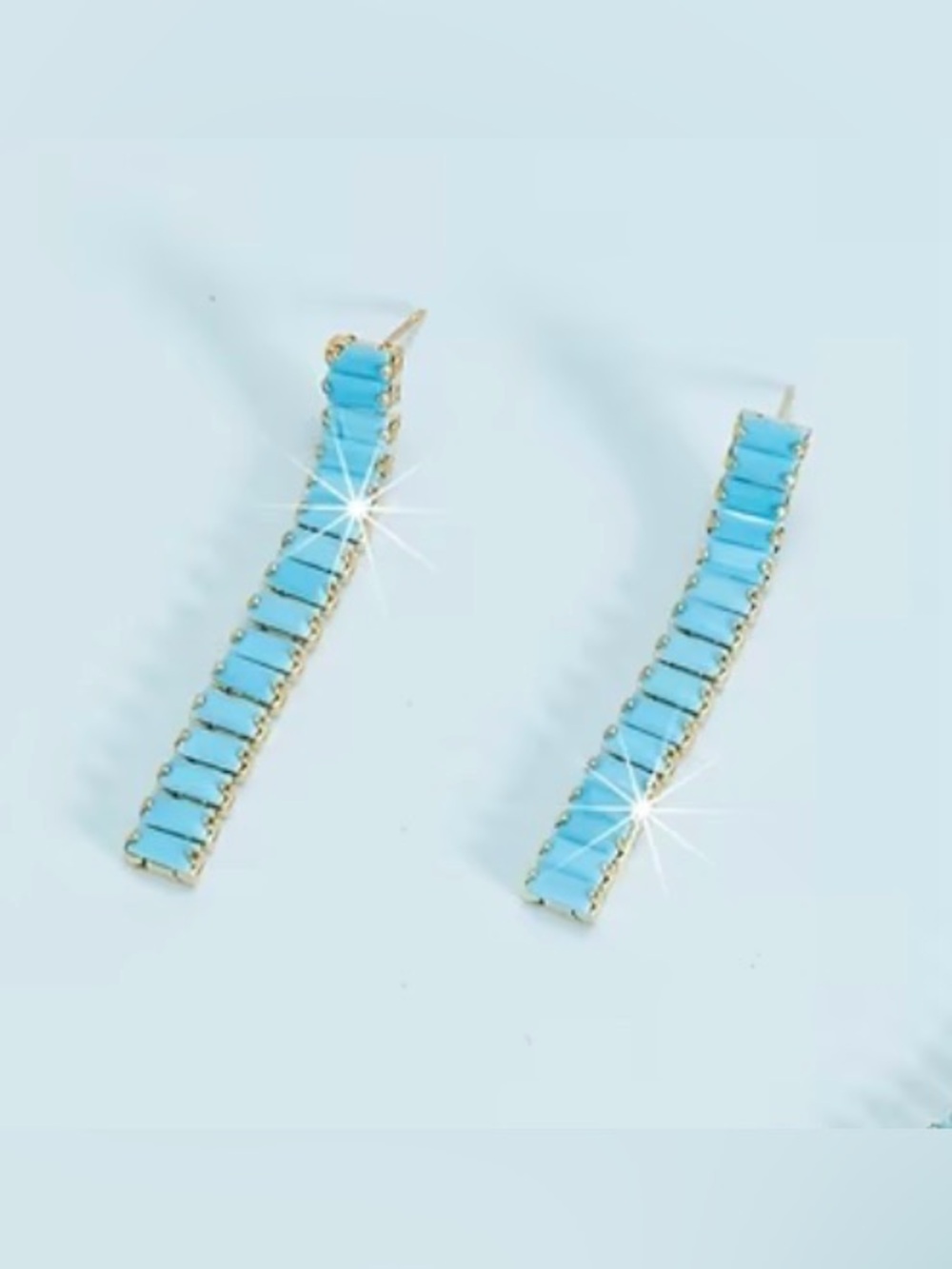 Blue Bar Drop Earrings - Elegant Turquoise-Style Women’s Jewelry
